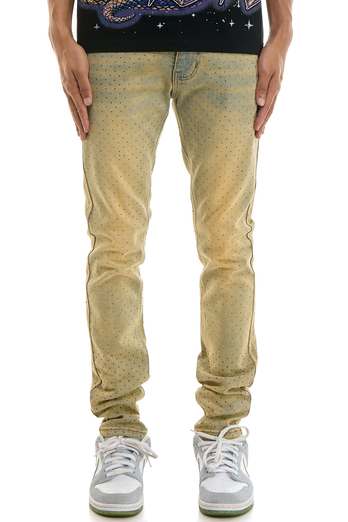 Men's T.Blue Ombre Rhinestone Skinny Jeans | KND4876 – KDNK