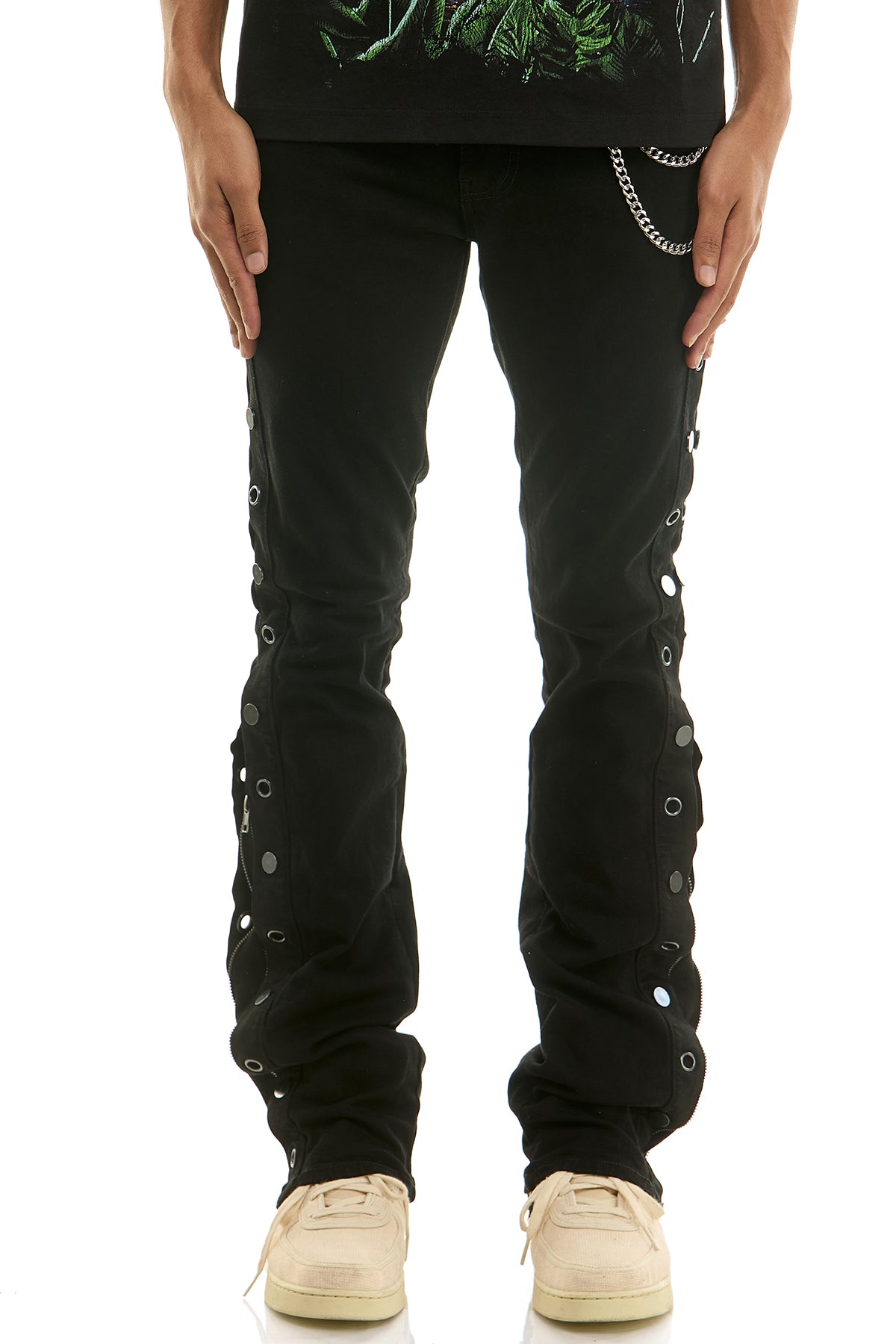 Men's Matrix Stacked Jeans - Jet Black Studded Denim | KND4914 – KDNK