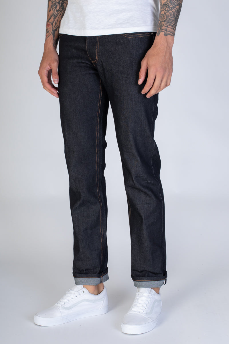 Basic Selvedge Slim/Straight Jeans (Black) (3951440920678)