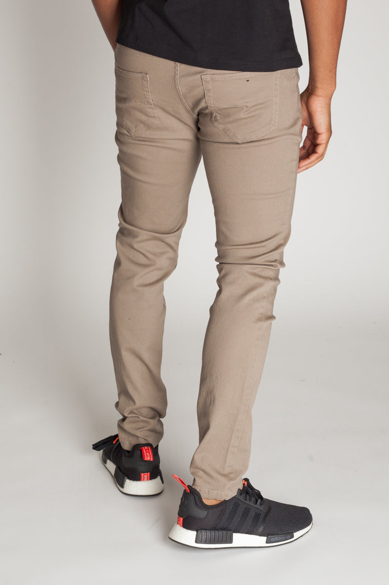5-Pocket Skinny Twill Pants (Taupe) (4198982320230)