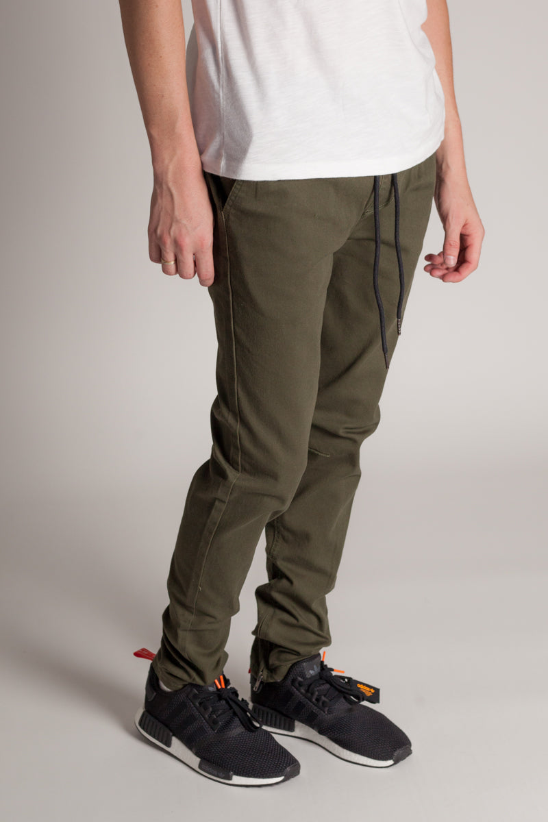 Ankle Zip Jeans (Olive) (1222182371372)