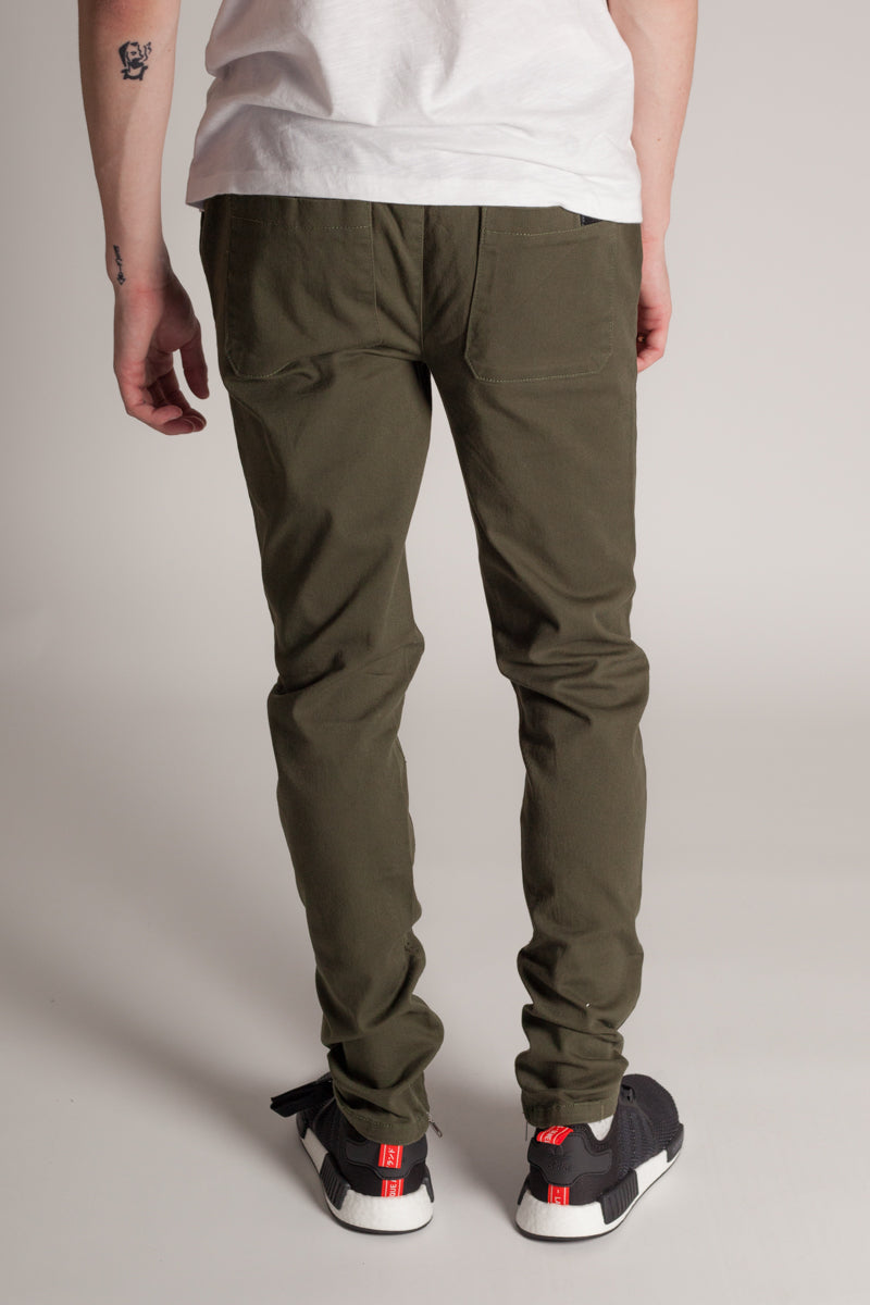 Ankle Zip Jeans (Olive) (1222182371372)