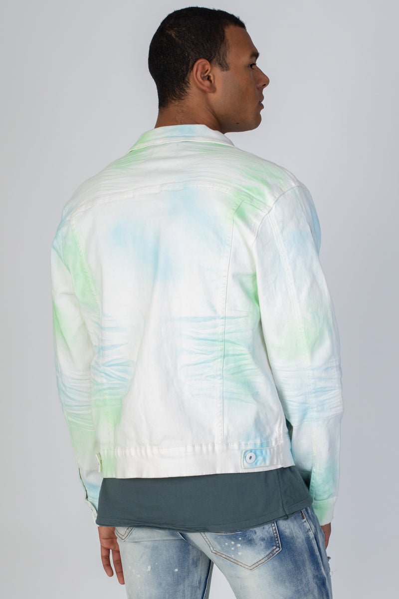Twill Jacket with Multi-Color Spray (White) (3933636624486)