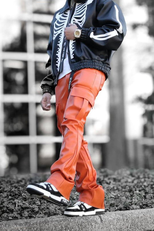 LEATHER FLARE PANTS