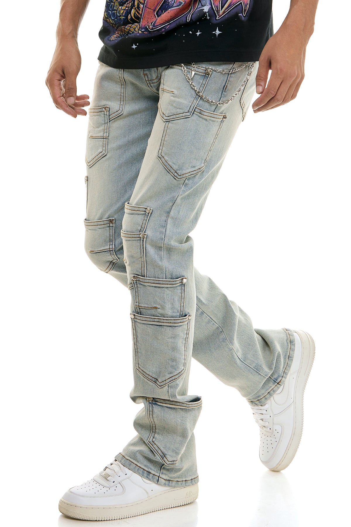 Men's Chaos Skinny Flare Jeans - Layered Pocket Denim | KND4882 – KDNK