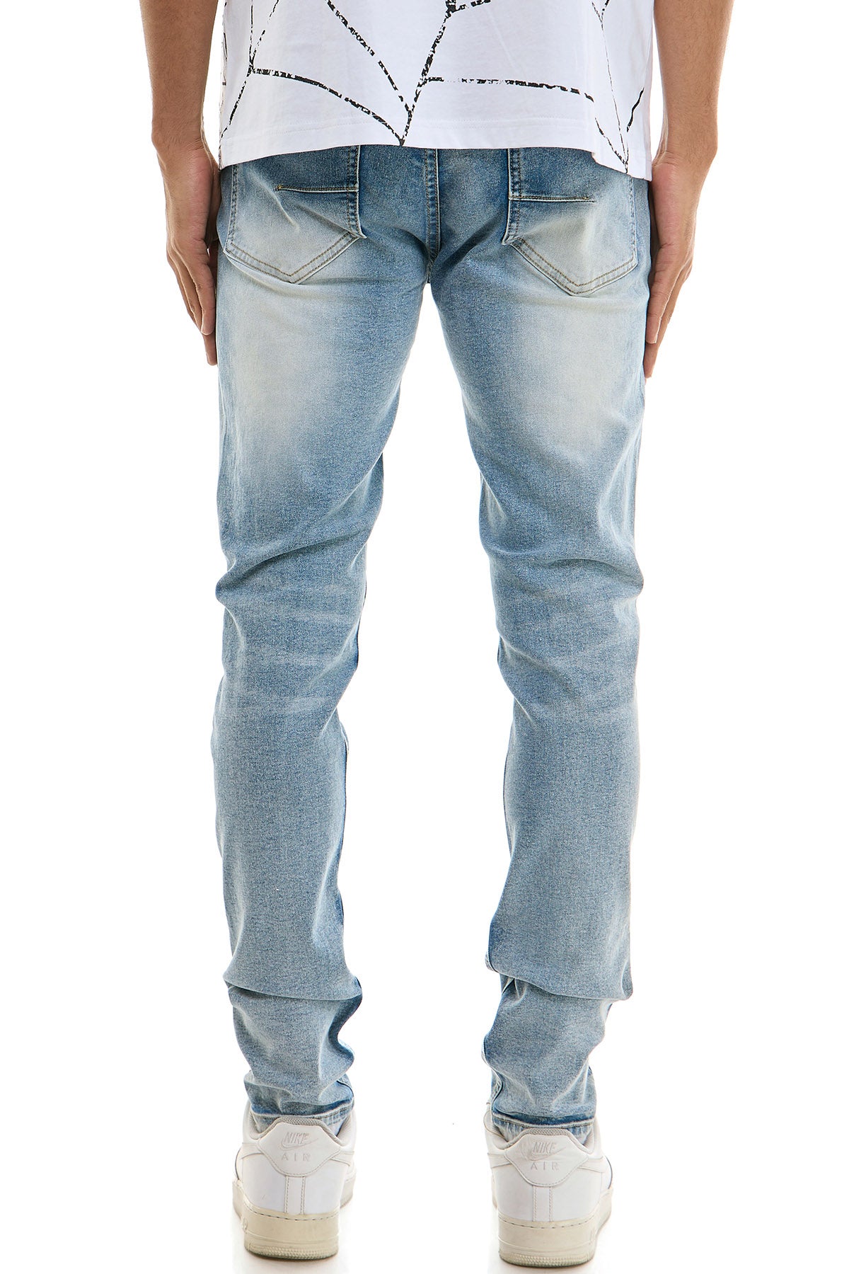 Men's Light Blue Ripped Skinny Jeans - Distressed Denim | KND4873