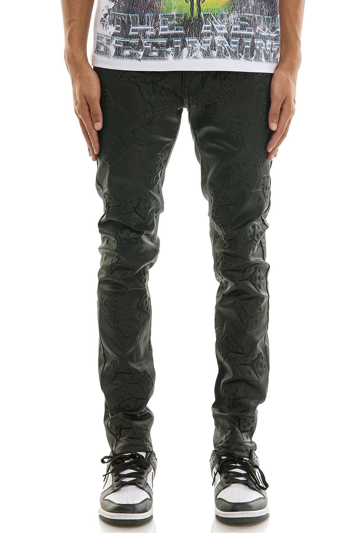 Men's Risk Taker Wax Skinny Jeans - 3D Dice Pants | KNB3446 – KDNK