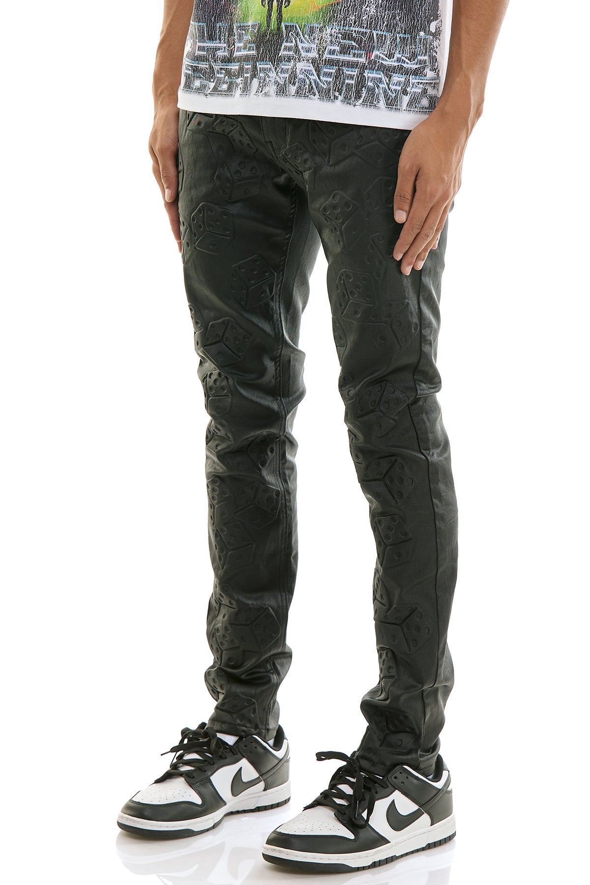 Men's Risk Taker Wax Skinny Jeans - 3D Dice Pants | KNB3446 – KDNK