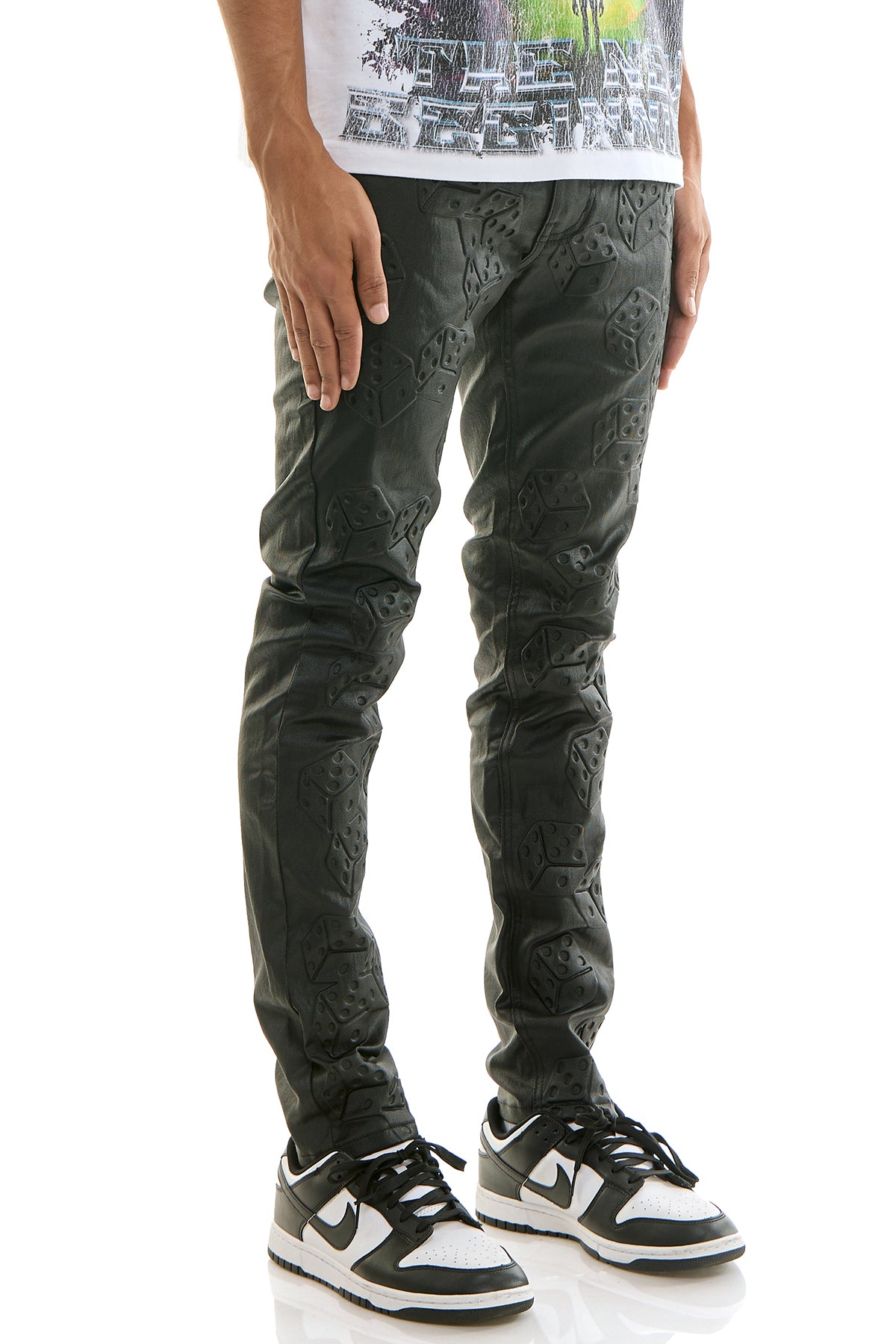 Men's Risk Taker Wax Skinny Jeans - 3D Dice Pants | KNB3446 – KDNK