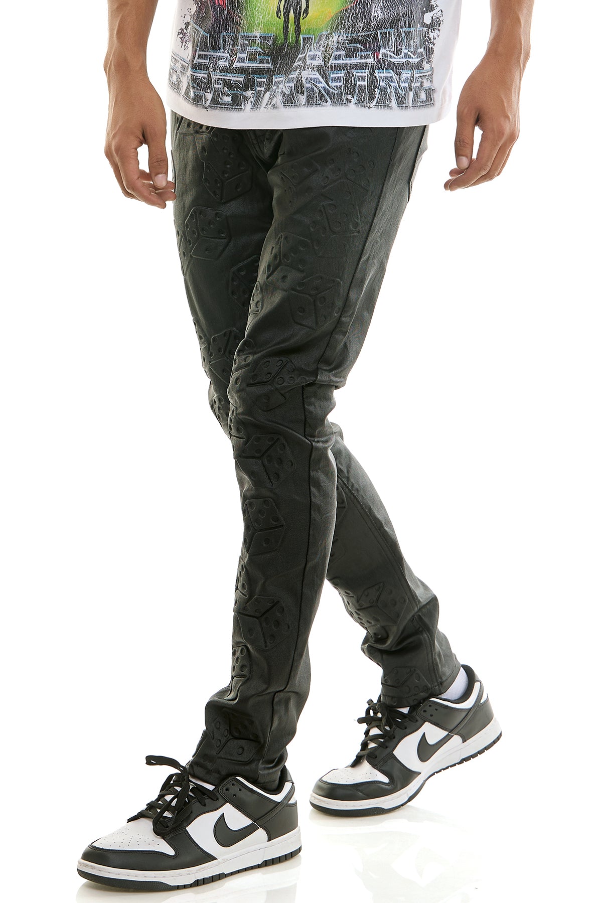 Men's Risk Taker Wax Skinny Jeans - 3D Dice Pants | KNB3446 – KDNK