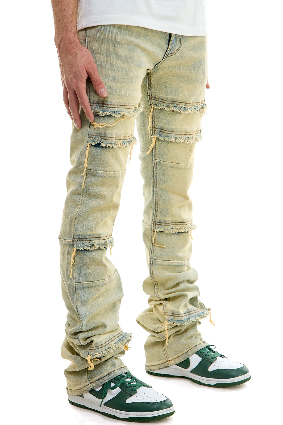 SUPER STACKED PANELLED JEANS