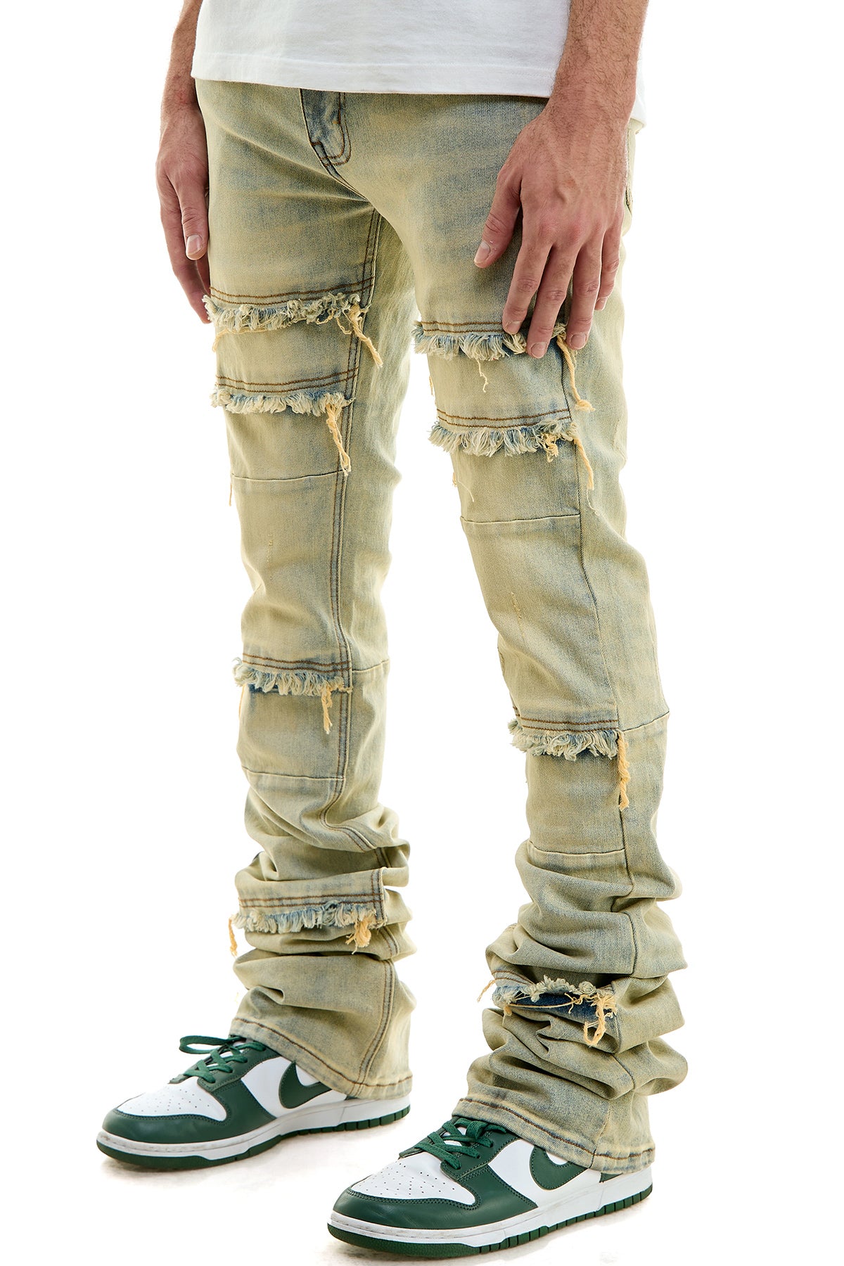 SUPER STACKED PANELLED JEANS