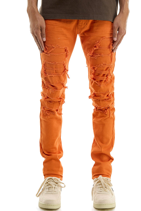 PATCHED AND DISTRESSED SKINNY PANTS