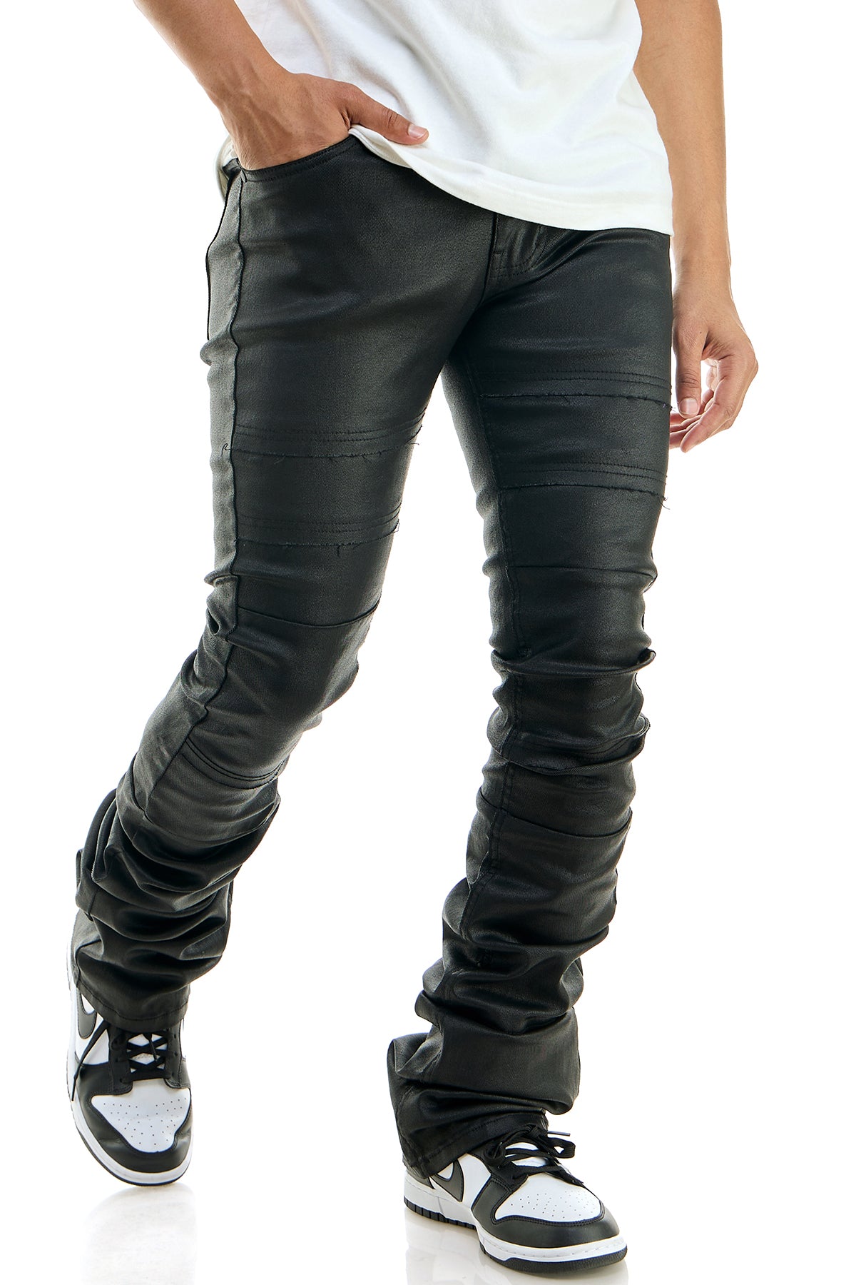 SUPER STACKED WAXED PANTS – KDNK