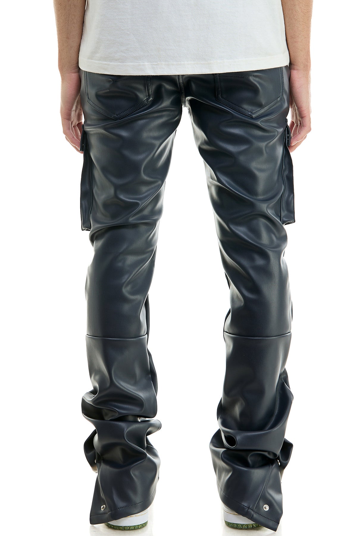 STACKED LEATHER SNAP PANTS – KDNK