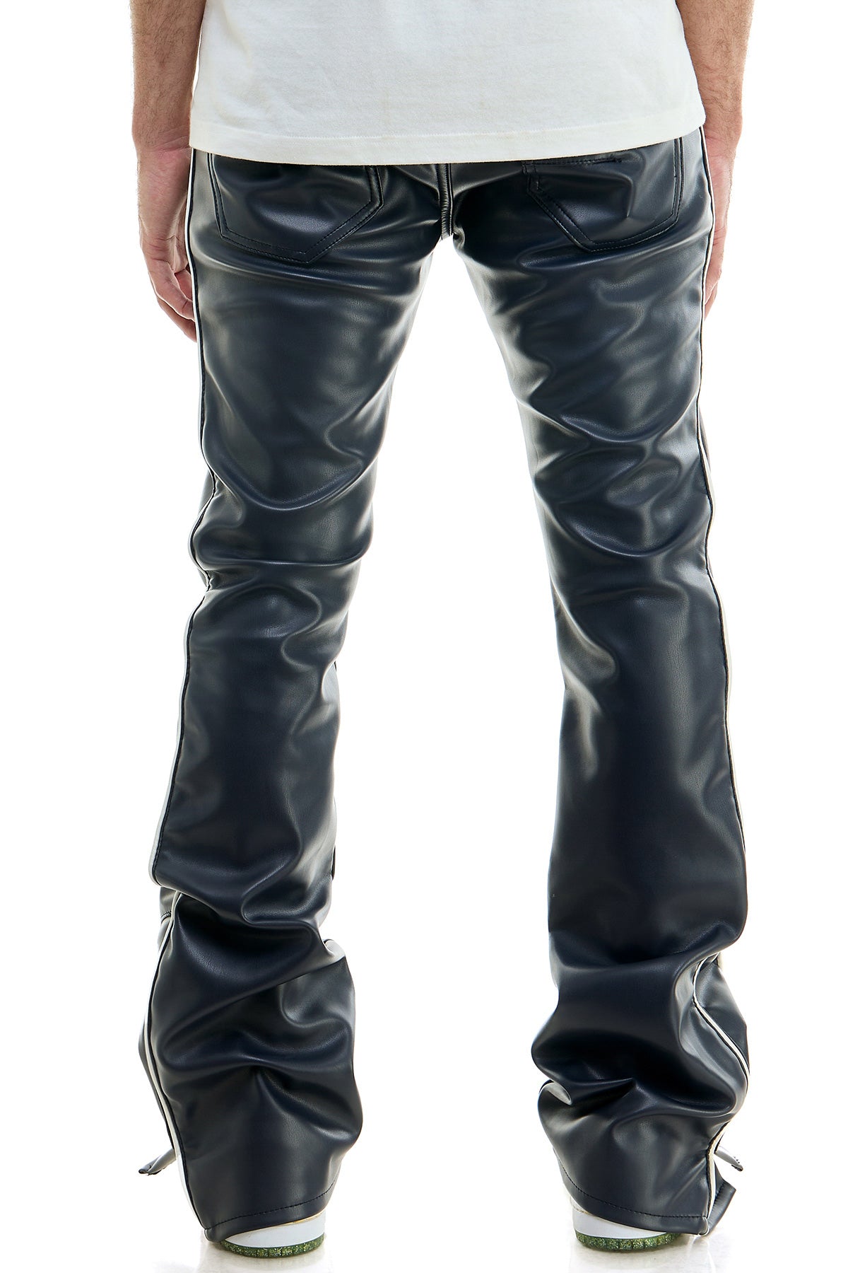 PIPED LEATHER FLARE PANTS – KDNK