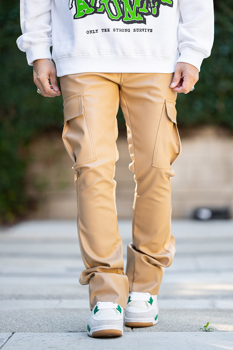 LEATHER FLARE PANTS