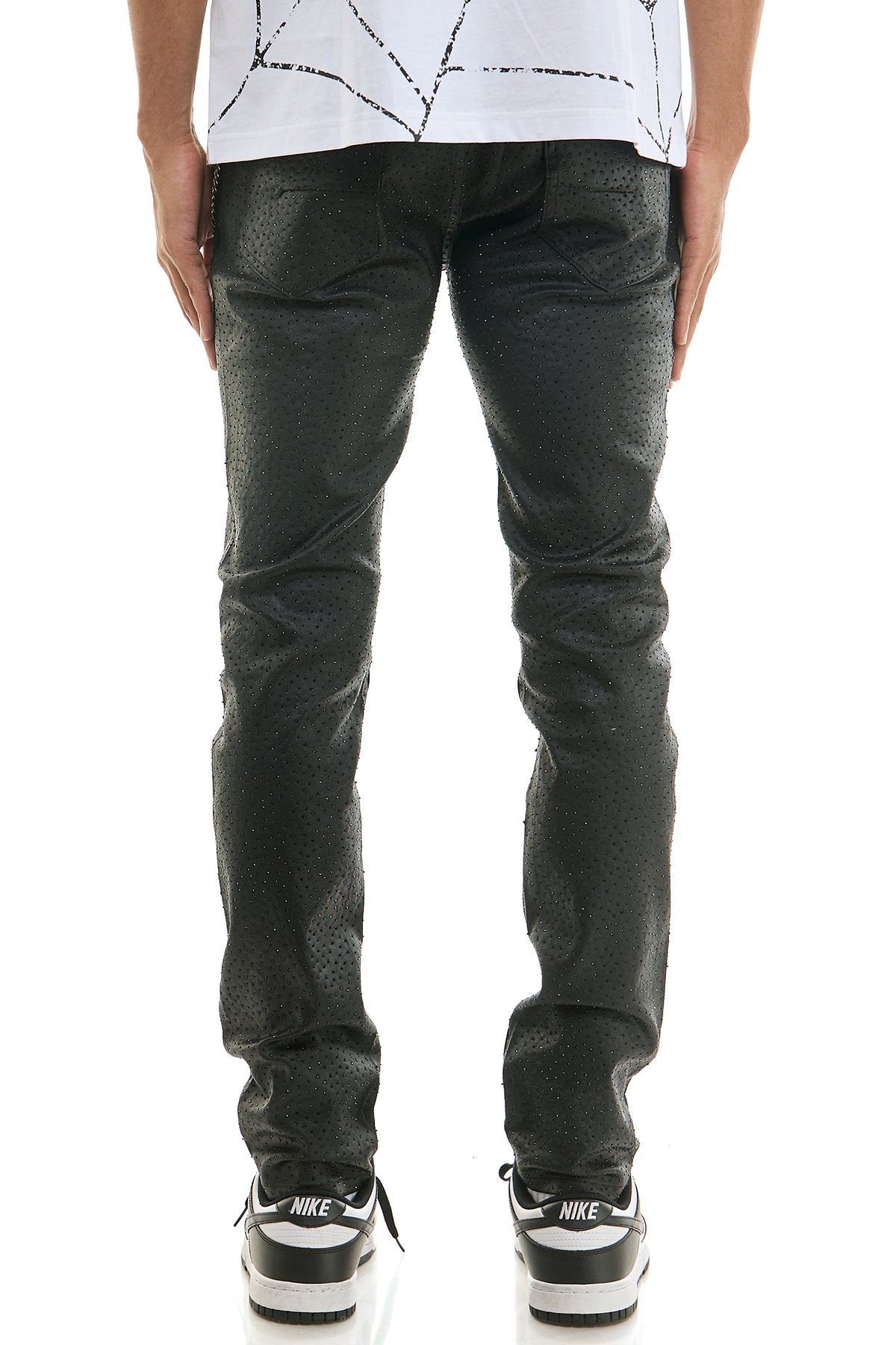 Men's Void Rhinestone Skinny Jeans - Waxed Studded Denim | KNB3448