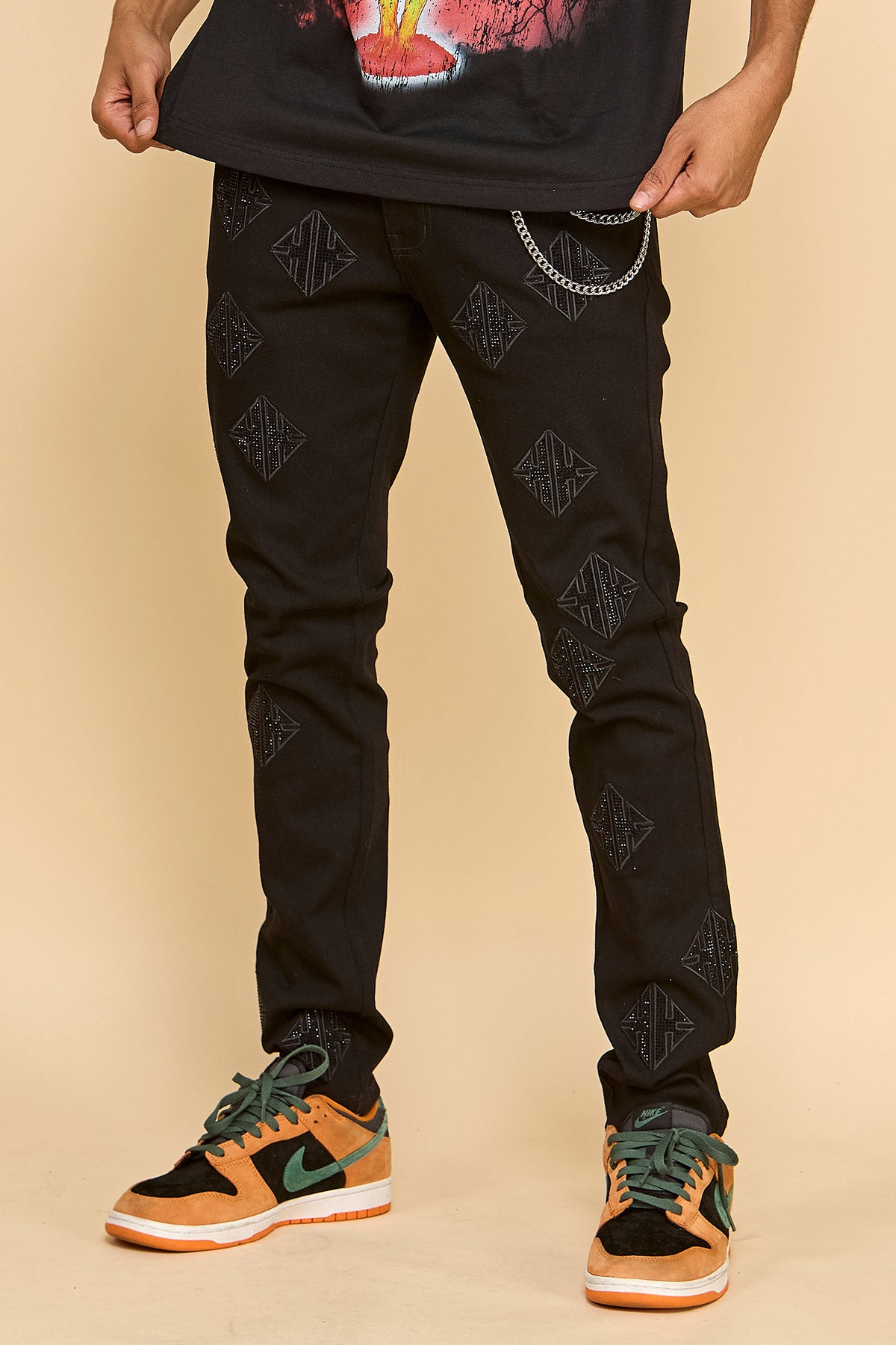 Men's Diamond Rhinestone Skinny Jeans | KNB3474 – KDNK