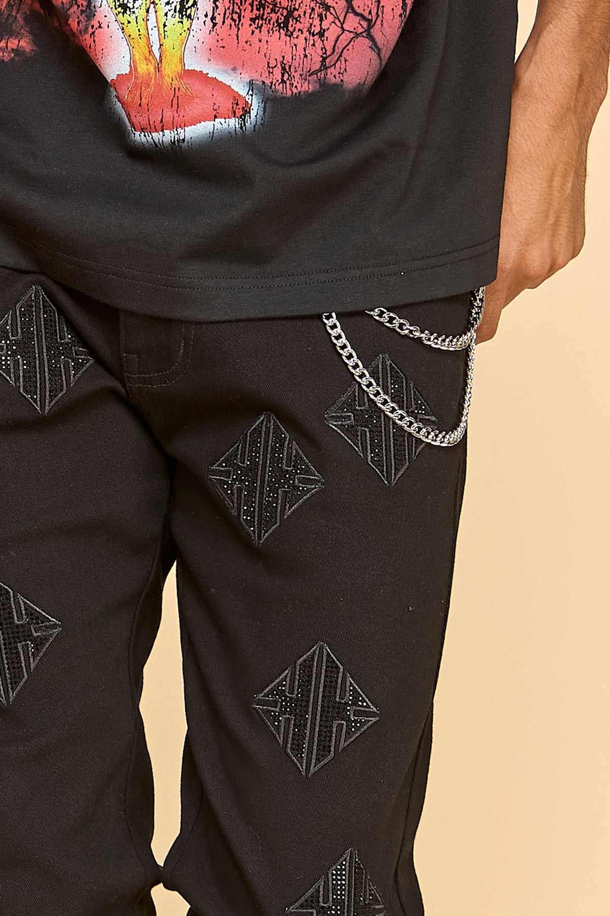 Men's Diamond Rhinestone Skinny Jeans | KNB3474 – KDNK