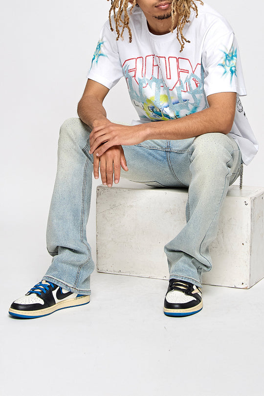 RHINESTONE FLARE JEANS