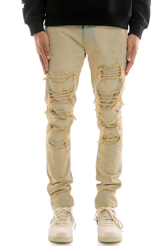 PATCHED AND DISTRESSED SKINNY JEANS