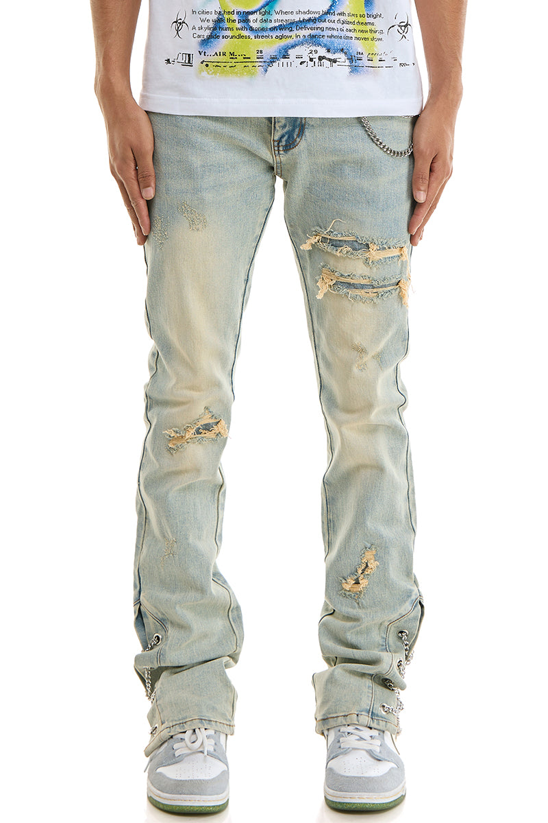 CHAIN STACKED JEANS – KDNK