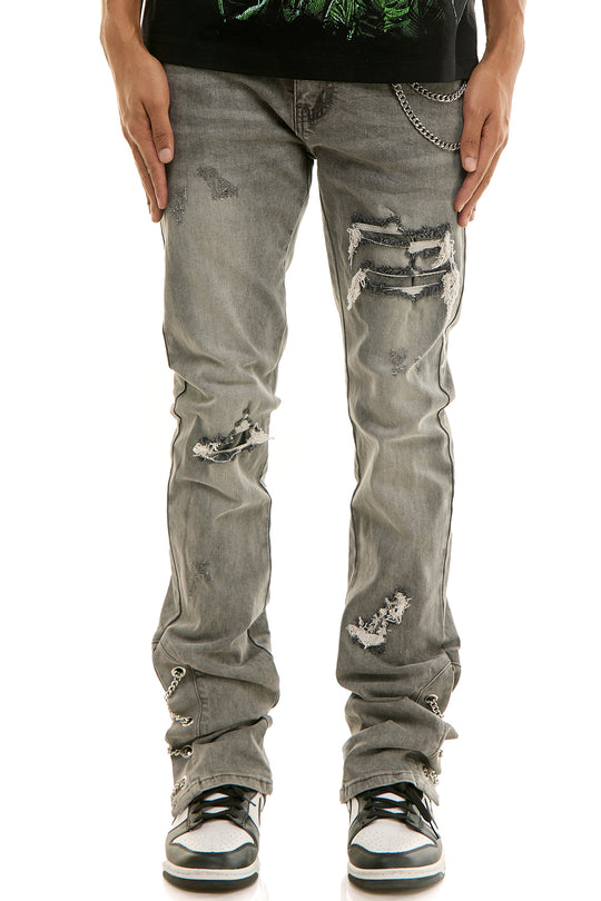 CHAIN STACKED JEANS