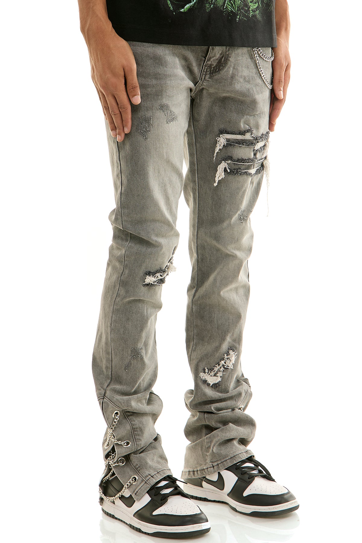 CHAIN STACKED JEANS