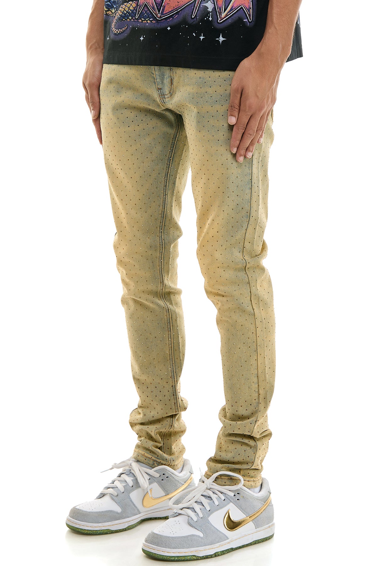 Men's T.Blue Ombre Rhinestone Skinny Jeans | KND4876 – KDNK