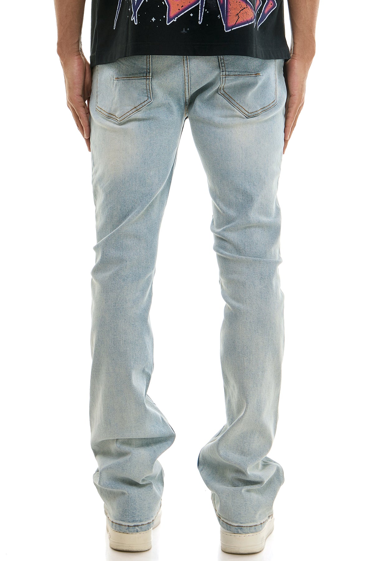 Men's Venom Skinny Flare Jeans - Light Blue Spiderweb Denim