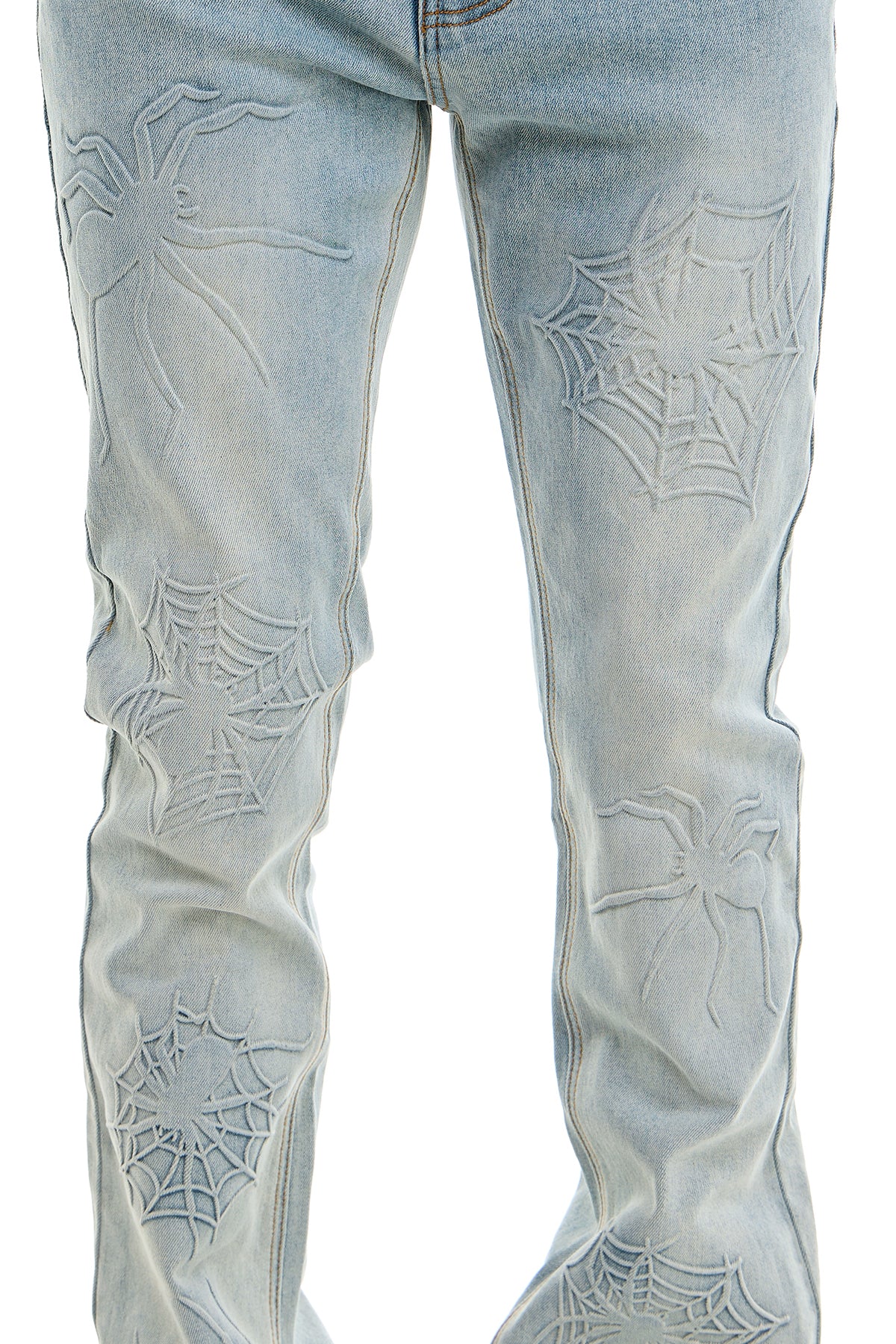 Men's Venom Skinny Flare Jeans - Light Blue Spiderweb Denim