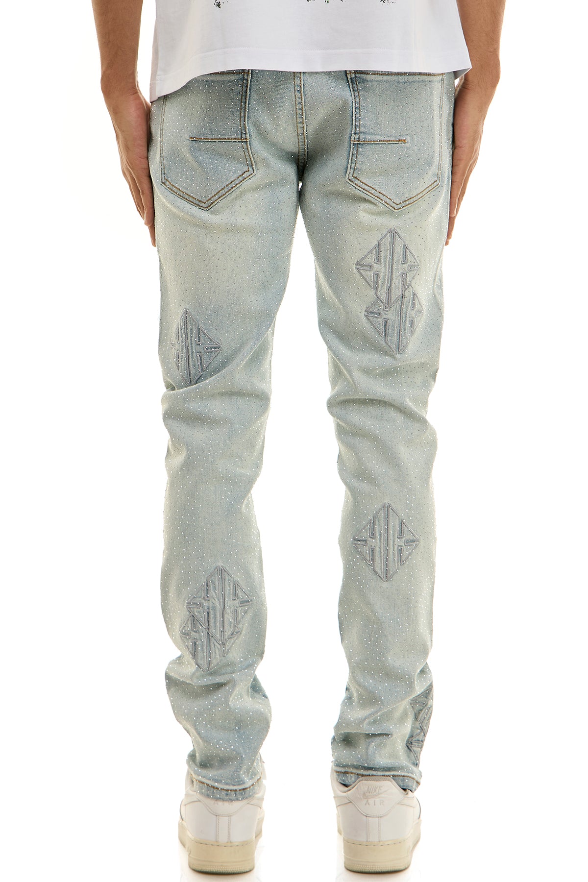 Sigil Rhinestone Skinny Jeans - Embroidered Patch Denim | KND4886 – KDNK