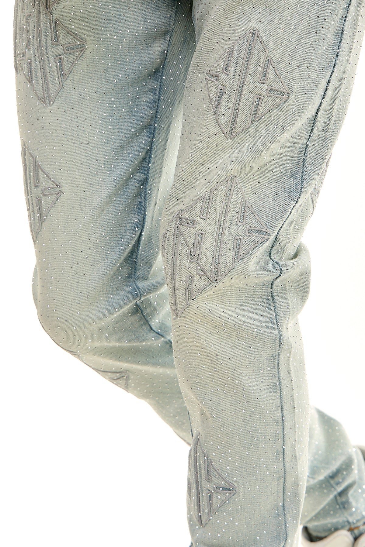 Sigil Rhinestone Skinny Jeans - Embroidered Patch Denim | KND4886 – KDNK