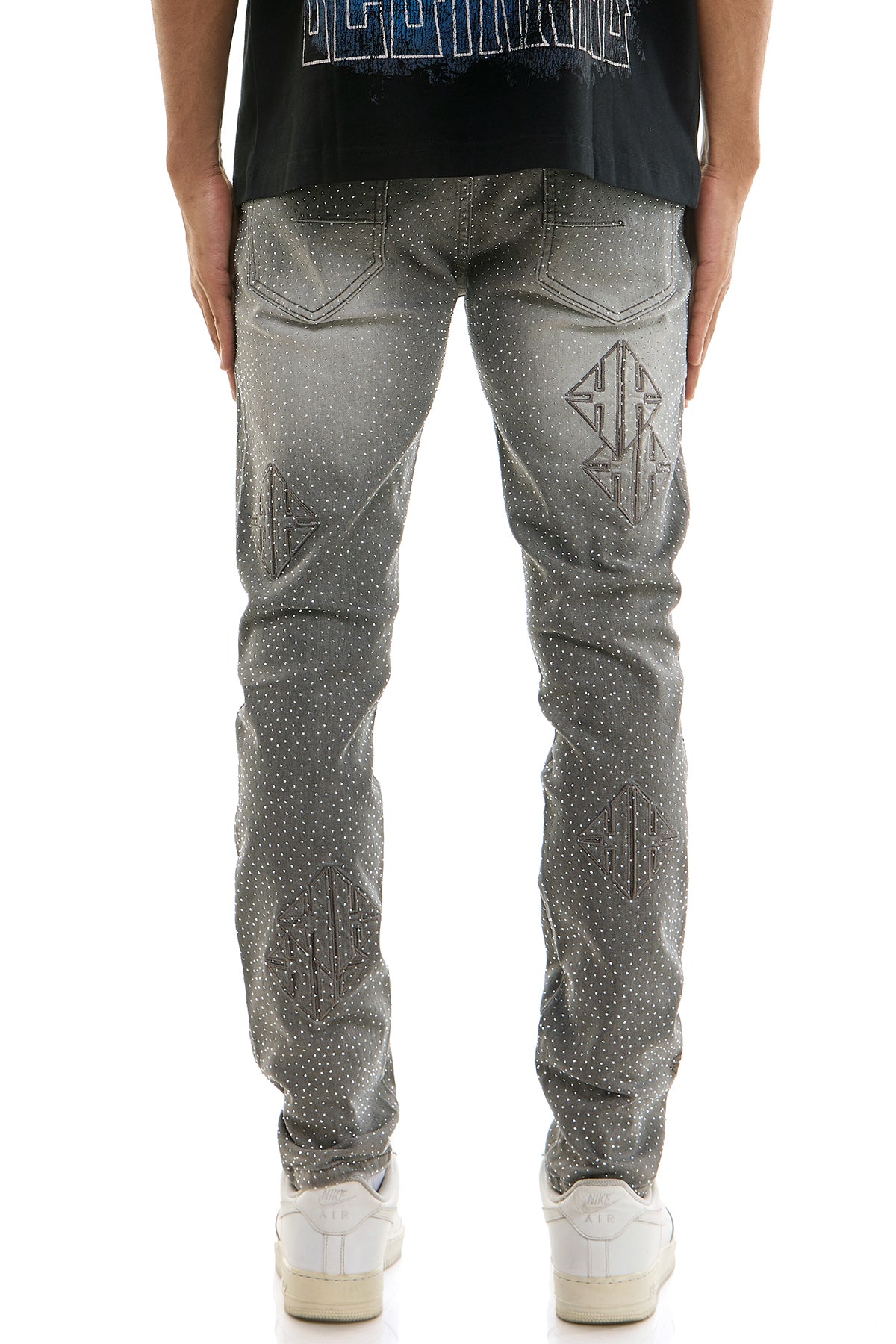 Sigil Rhinestone Skinny Jeans - Embroidered Patch Denim | KND4886 – KDNK