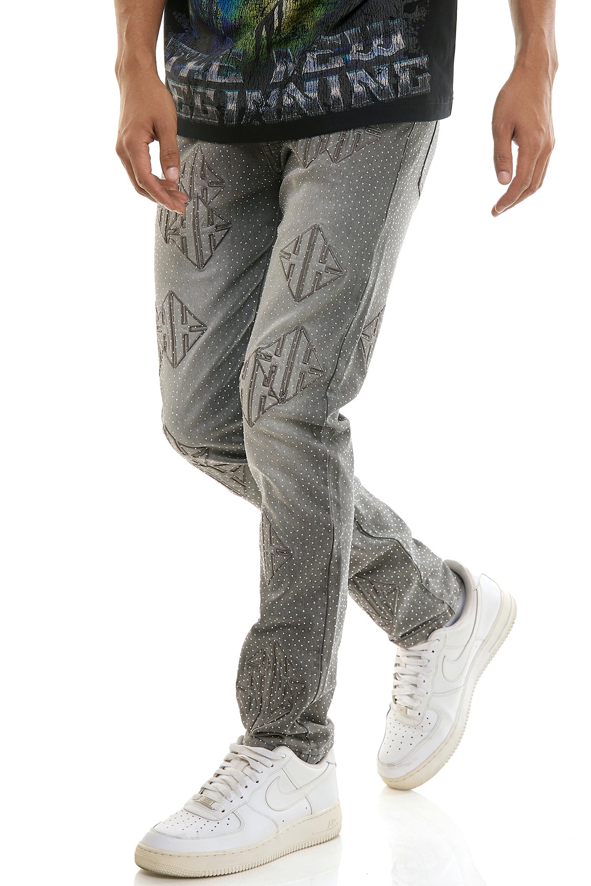 Sigil Rhinestone Skinny Jeans - Embroidered Patch Denim | KND4886 – KDNK