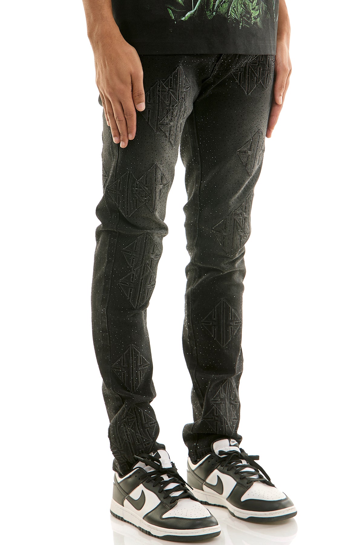 Sigil Rhinestone Skinny Jeans - Embroidered Patch Denim | KND4886 – KDNK
