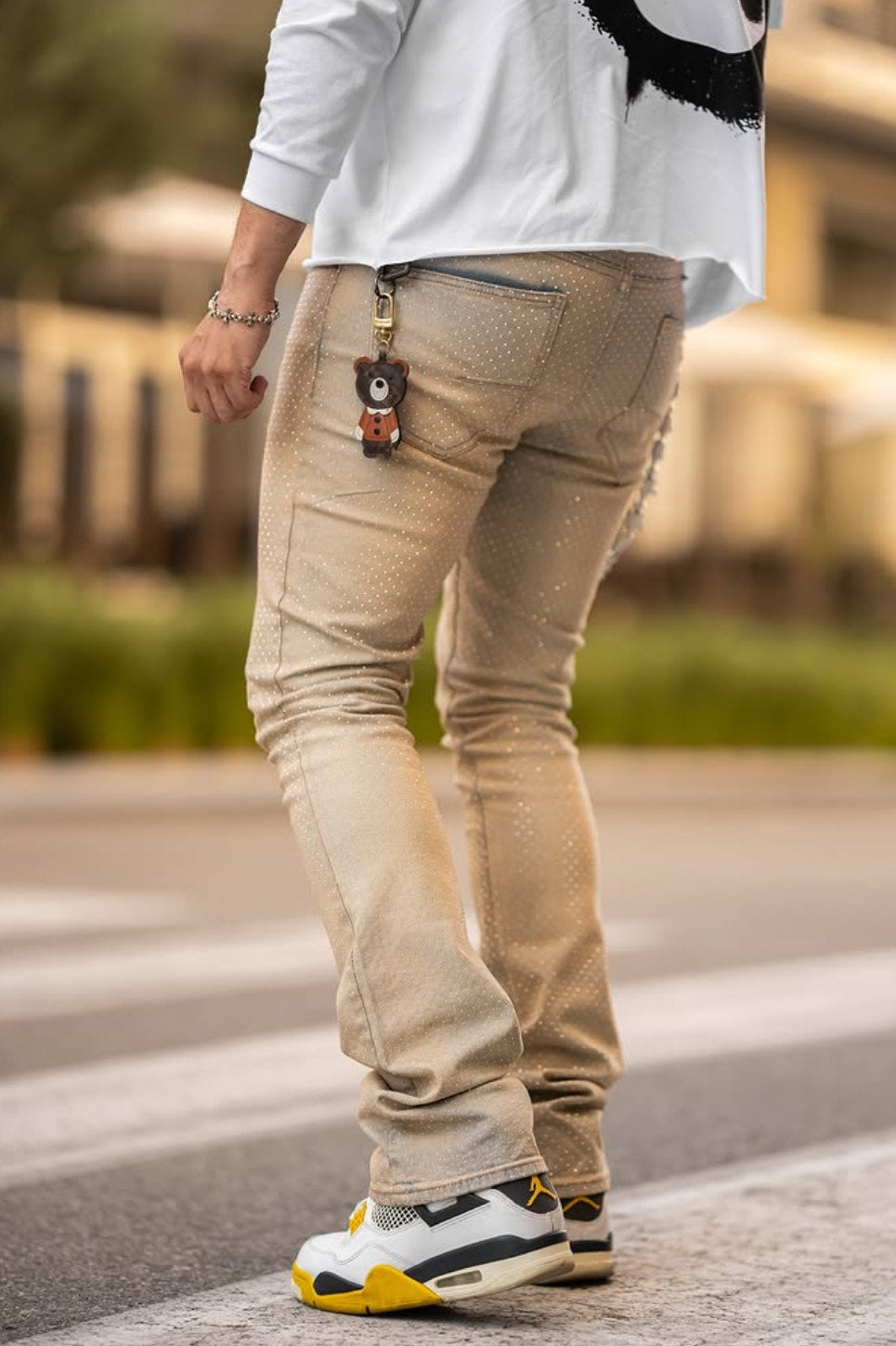 RHINESTONE FLARE JEANS