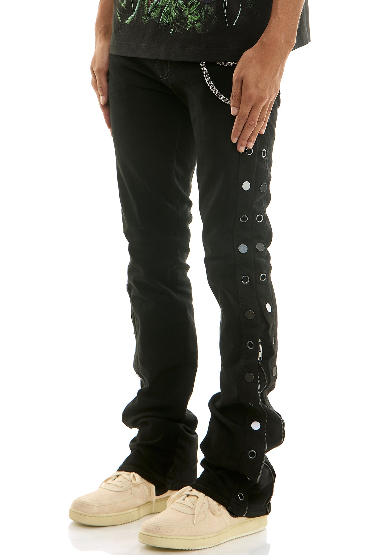 Men's Matrix Stacked Jeans - Jet Black Studded Denim | KND4914 – KDNK