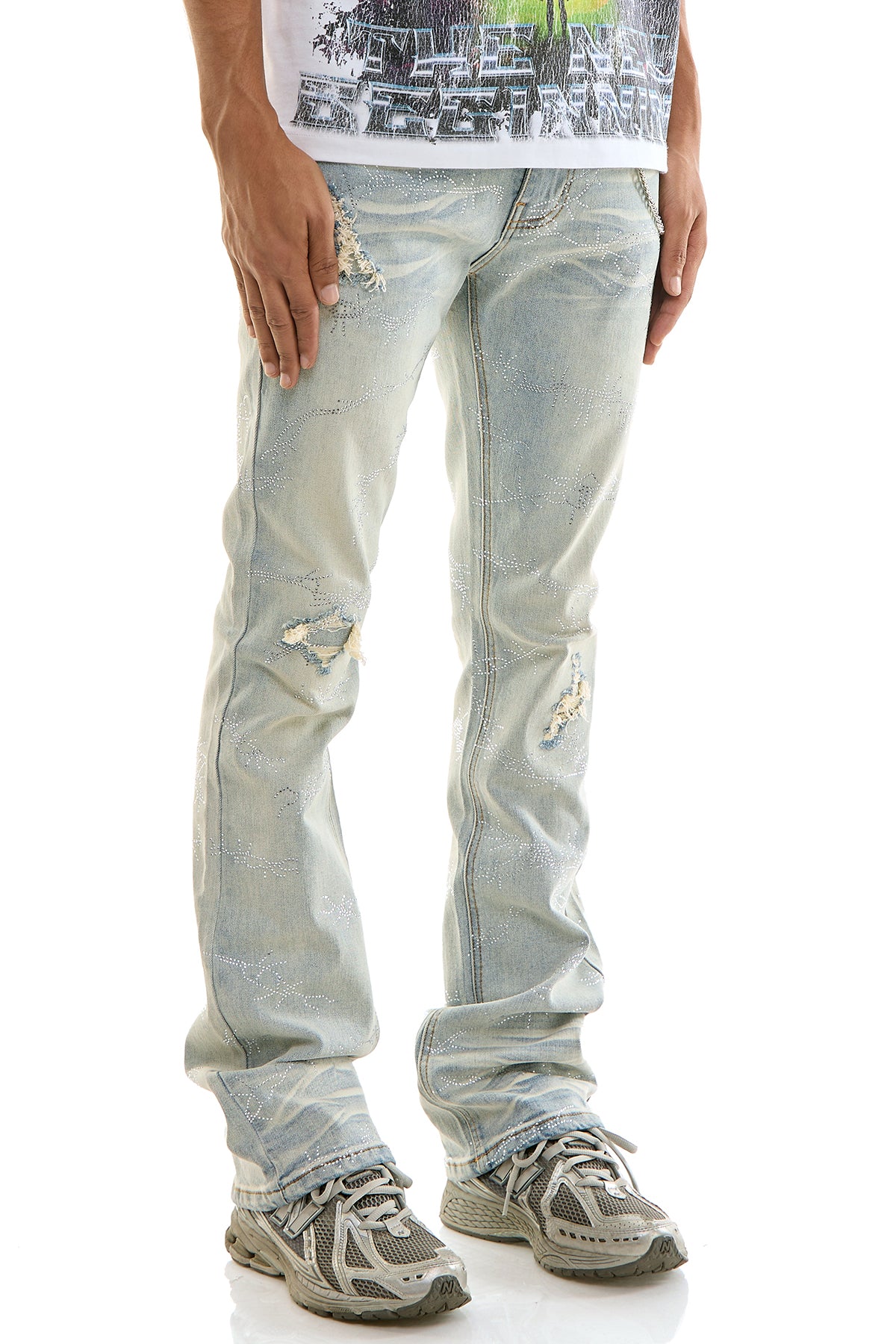 Men's Thorn Rhinestone Skinny Flare Jeans | KND4920 – KDNK