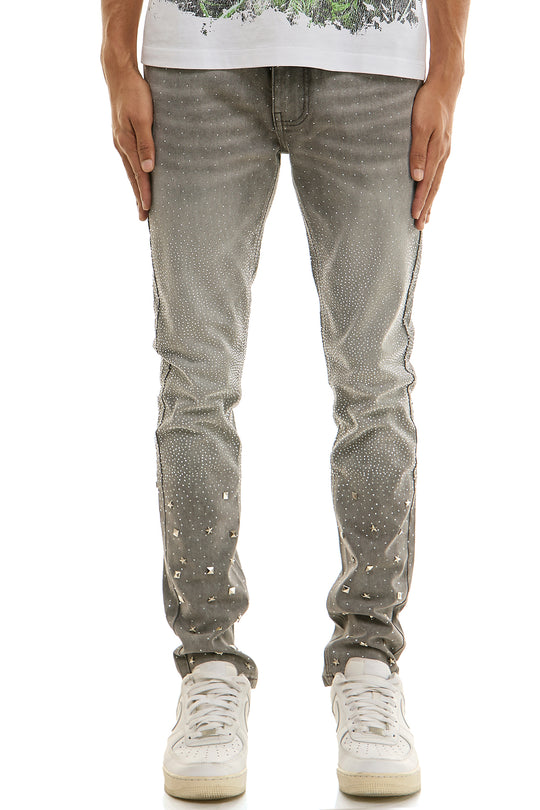 STUD RHINESTONE SKINNY JEANS