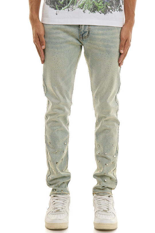 STUD RHINESTONE SKINNY JEANS