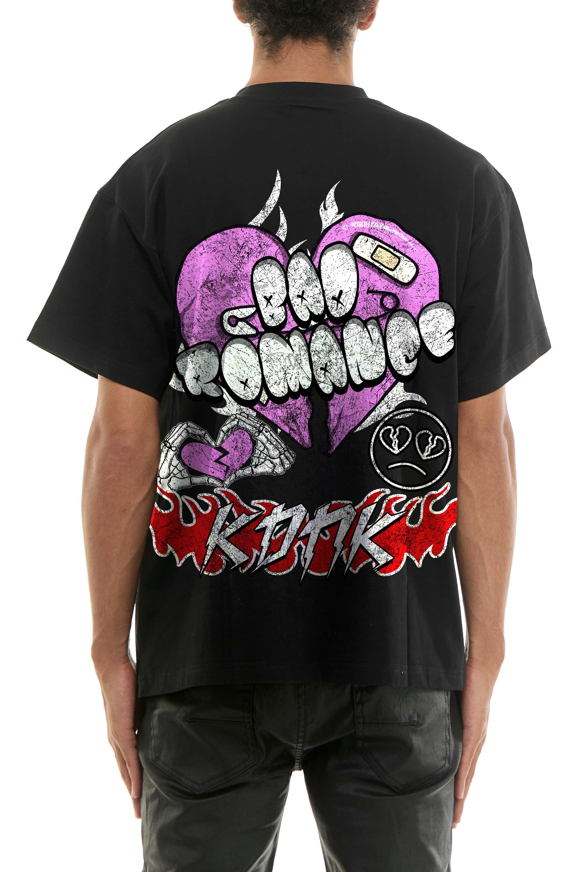 Men's Black Bad Romance Graphic T-Shirt - Boxy Fit Broken Heart