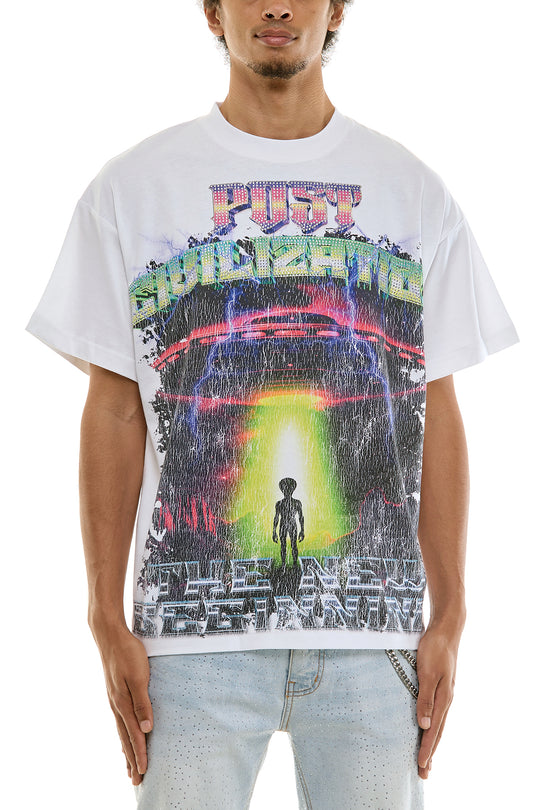 POST CIVILIZATION RHINESTONE T-SHIRT
