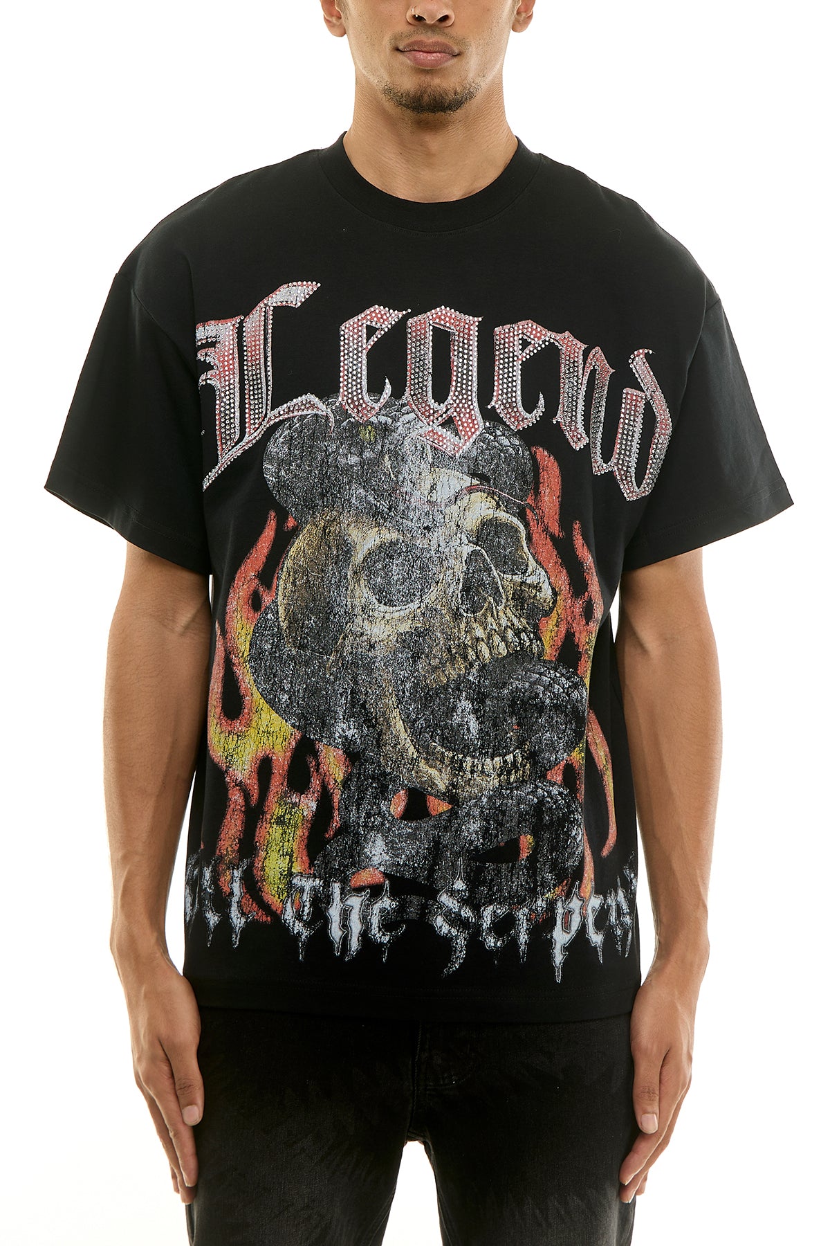 Men's Legend Rhinestone T-Shirt - Black | KNT064 – KDNK