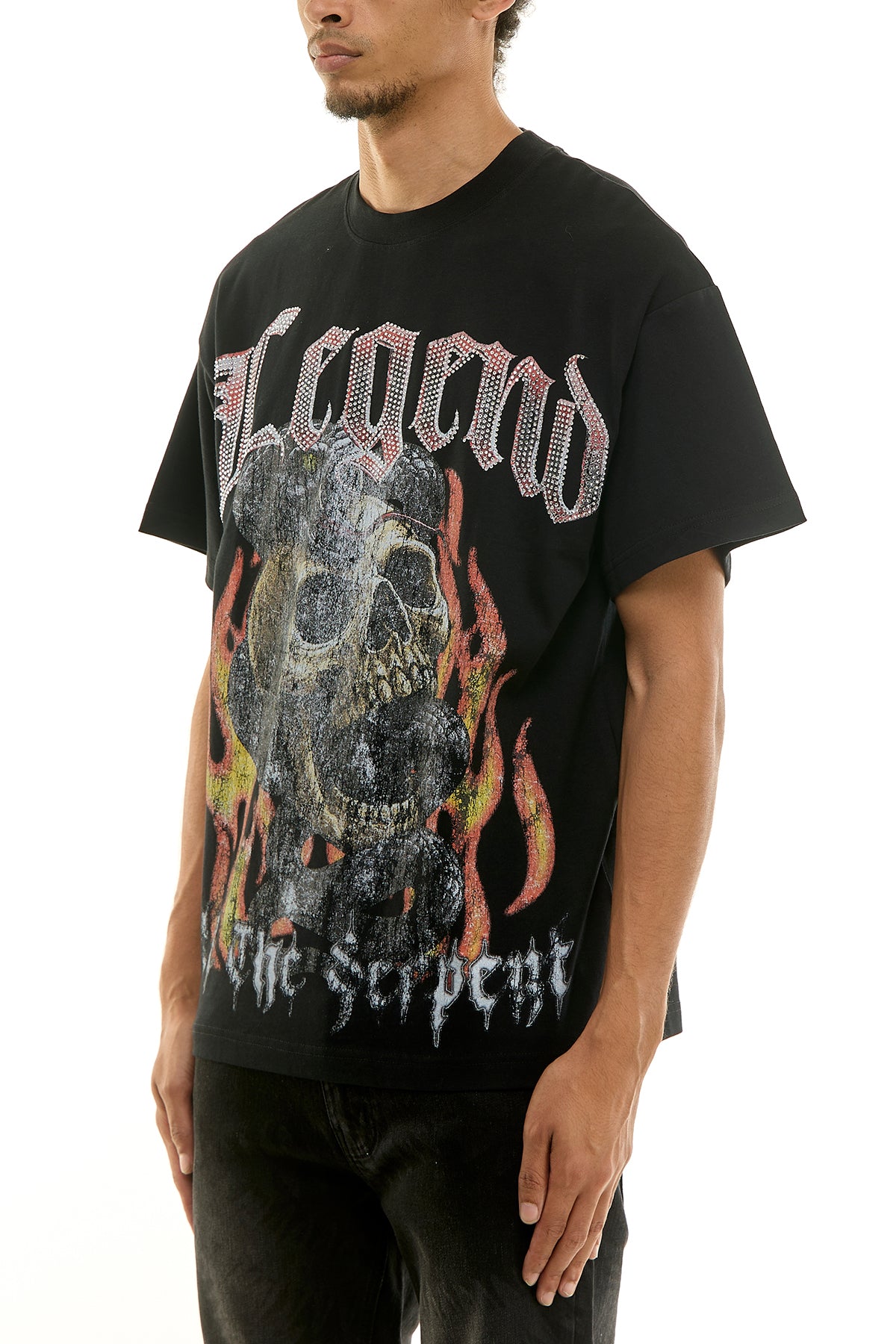 Men's Legend Rhinestone T-Shirt - Black | KNT064 – KDNK