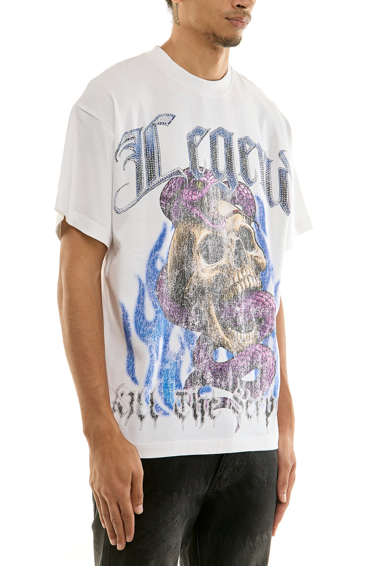 Men's Legend Rhinestone T-Shirt - White | KNT064 – KDNK