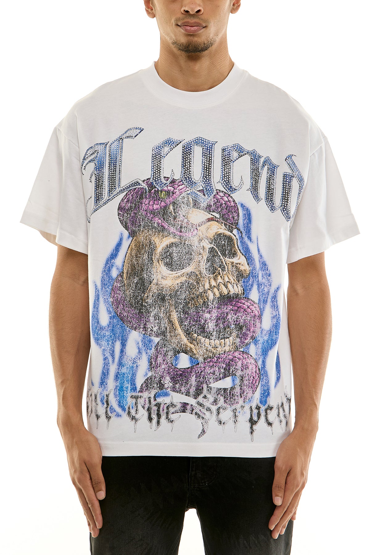 Men's Legend Rhinestone T-Shirt - White | KNT064 – KDNK