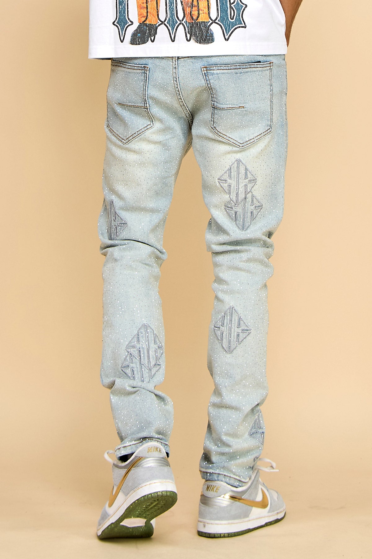 Sigil Rhinestone Skinny Jeans - Embroidered Patch Denim | KND4886 – KDNK