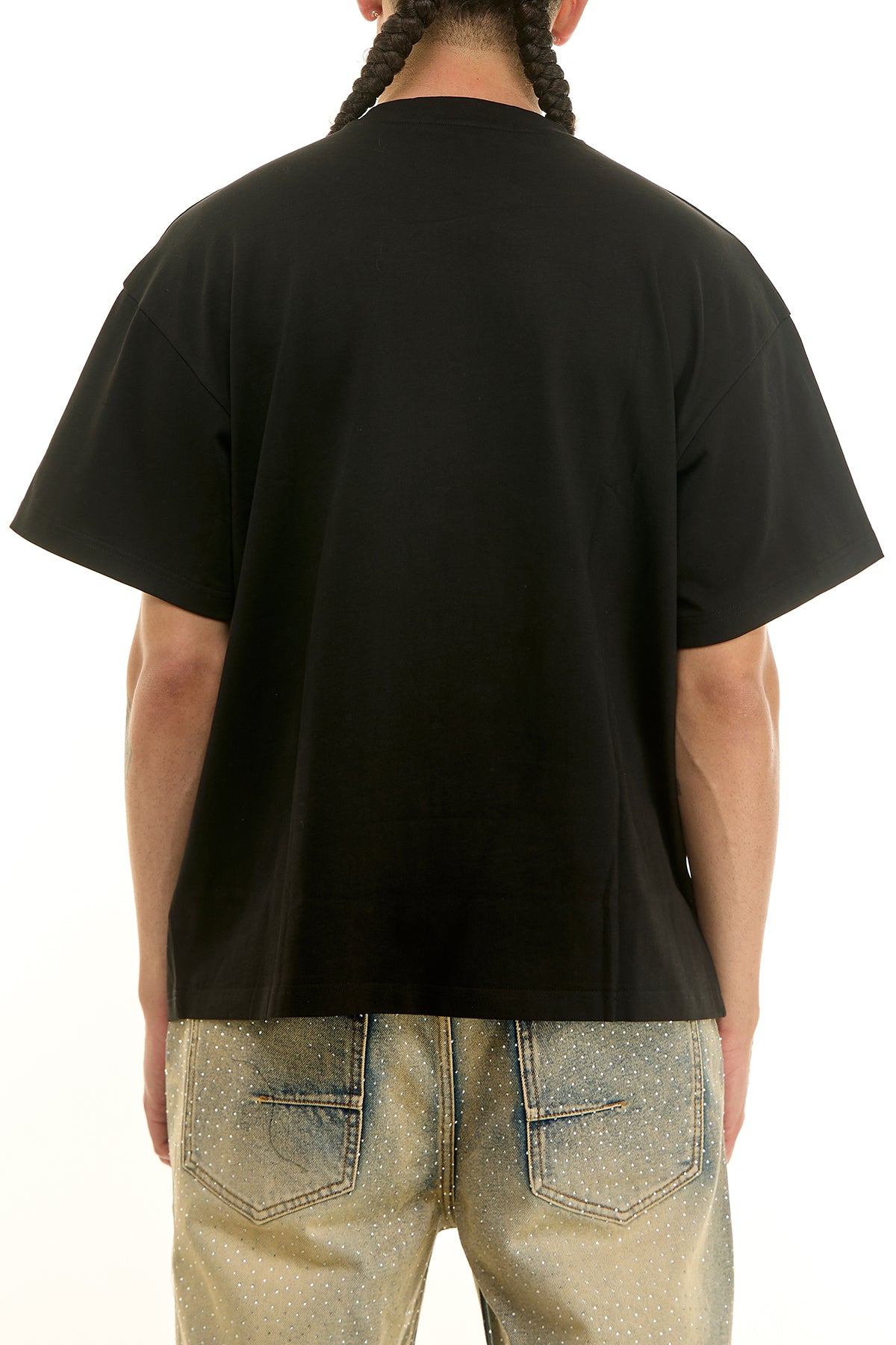 Men's Hell Fire Rhinestone T-Shirt - Black & White | KNT096 – KDNK